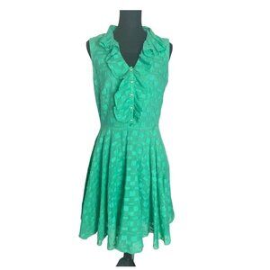 Antonio Melani Fit & Flare Sleeveless Silk Blend Dress Green  10 10-8
